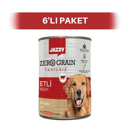 Jazzy Zero Grain Yetişkin Köpek Etli 380 gr X 6 Adet