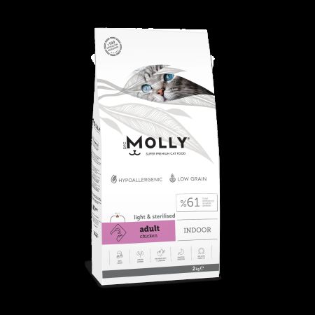 Molly Indoor Light Hipoalerjenik Tavuklu Kısırlaştırılmış Yetişkin Kedi Maması 2 kg