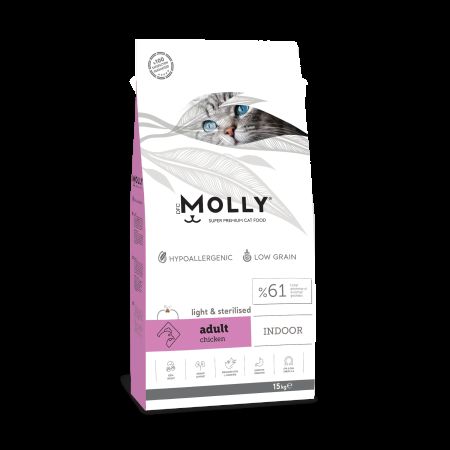 Molly Indoor Light Hipoalerjenik Tavuklu Kısırlaştırılmış Yetişkin Kedi Maması 15 kg