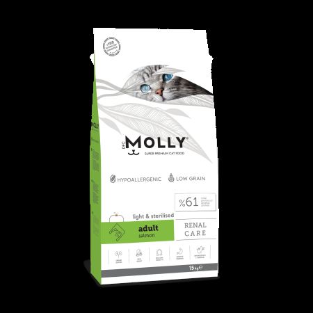 Molly Renal Care Hipoalerjenik Düşük Tahıllı Somonlu Kısırlaştırılmış Kedi Maması 15 kg