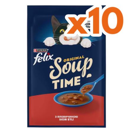 Felix Soup Time Sığır Etli Çorba Yaş Kedi Maması 48 Gr x 10 Adet