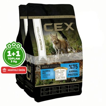 Cex Premium Somonlu Kedi Maması 1,5 Kg + 1,5 Kg (Toplam 3 Kg)