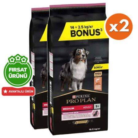 Pro Plan Sensitive Somonlu Hassas Köpek Maması 14 + 2,5 Kg (Toplam 16,5 Kg) x 2 Adet