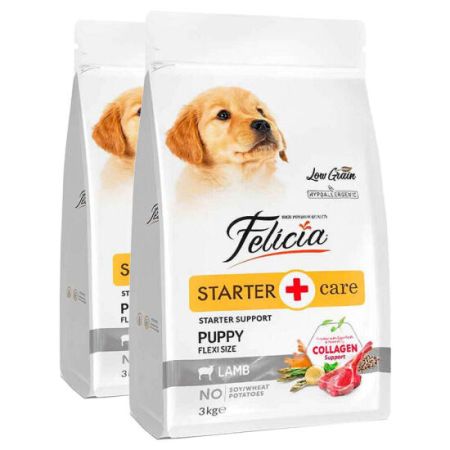 Felicia Hypoallergenic Puppy Düşük Tahıllı Kuzu Etli Yavru Köpek Maması 6 Kg ( 3 Kg x 2 ) + Temizlik Mendili