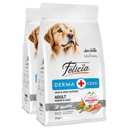 Felicia Hypoallergenic Düşük Tahıllı Somonlu Yetişkin Köpek Maması 6 Kg ( 3 Kg x 2 ) + Temizlik Mendili