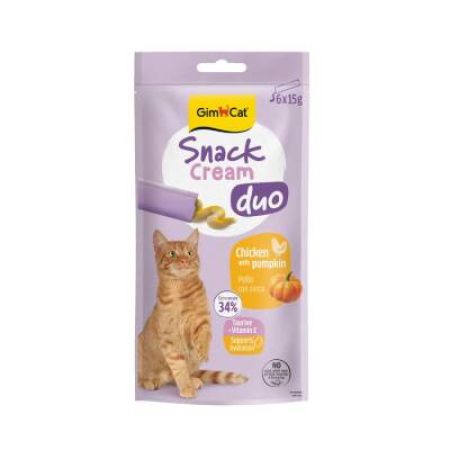 Gimcat Snack Cream Duo Tavuklu & Balkabaklı Kedi Ödülü 6x15gr