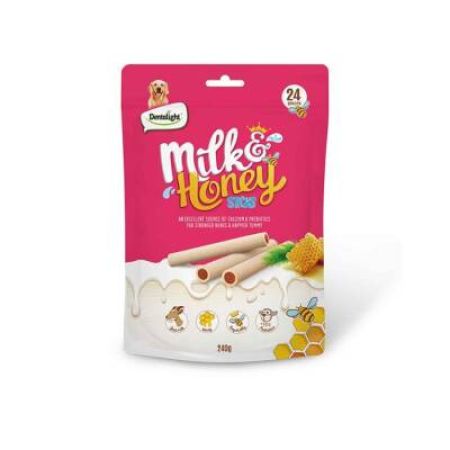 Dentalight Süt ve Ballı Köpek Ödül Çubukları 240 Gr