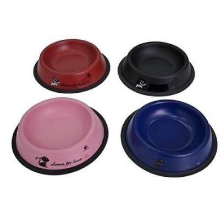 Demirhan Desenli Kediler İçin Çelik Mama Kabı 14 cm