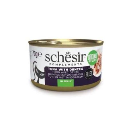 Schesir Jöle İçinde Ton ve Sinarit Balıklı Yetişkin Kedi Konservesi 70 gr