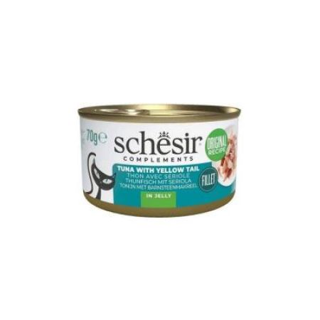 Schesir Jöle İçinde Ton ve Sarı Kuyruk Balıklı Yetişkin Kedi Konservesi 70 gr