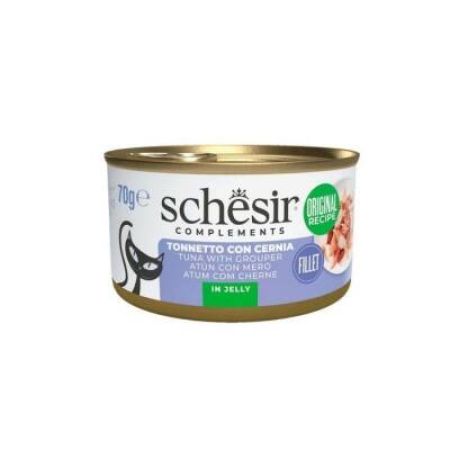 Schesir Jöle İçinde Ton ve Orfoz Balıklı Yetişkin Kedi Konservesi 70 gr