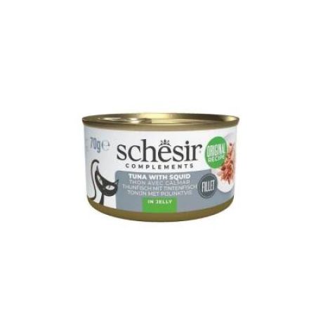 Schesir Jöle İçinde Ton Balıklı ve Kalamarlı Yetişkin Kedi Konservesi 70 gr