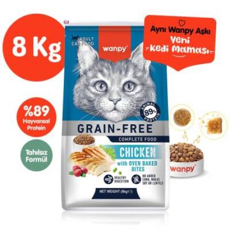 Wanpy Tavuklu Tahılsız Yetişkin Kedi Maması 8 Kg