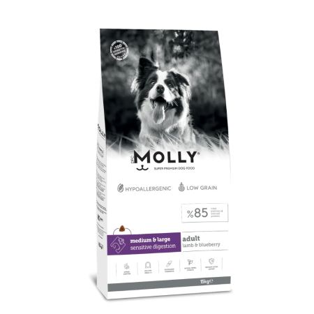 Molly Hipoalerjenik Düşük Tahıllı Kuzu Etli ve Yaban Mersinli Orta ve Büyük Irk Yetişkin Köpek Maması 15 kg