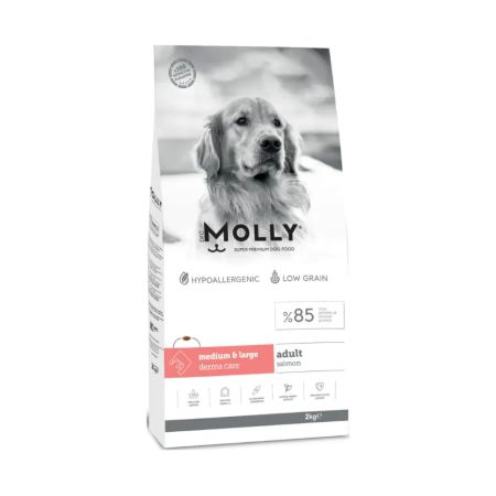 Molly Hipoalerjenik Derma Care Düşük Tahıllı Somonlu Orta ve Büyük Irk Yetişkin Köpek Maması 2 kg