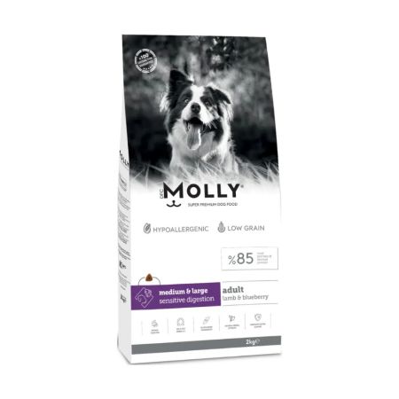 Molly Hipoalerjenik Düşük Tahıllı Kuzulu ve Yaban Mersinli Orta ve Büyük Irk Yetişkin Köpek Maması 2 kg