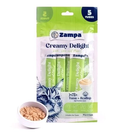 Zampa Creamy Delight Ton Balıklı ve Deniz Taraklı Kedi Krema Ödül Maması 16 Gr x 5