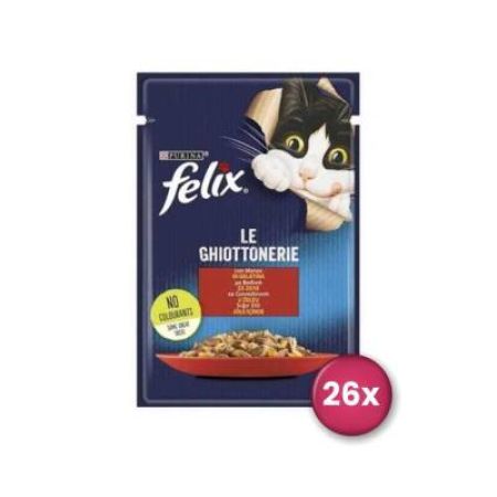 Felix Jöle İçinde Sığır Etli Yetişkin Kedi Konservesi 85 gr X 26 Adet