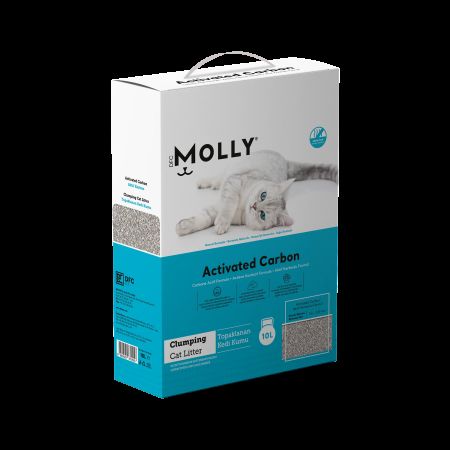Molly Aktif Karbonlu Topaklanan Bentonit Kedi Kumu 10 Lt