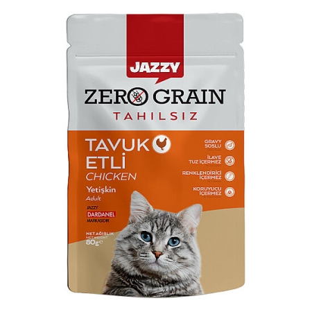 Dardanel Jazzy Pouch Zero Grain Tavuklu Tahılsız Kedi Yaş Maması 80 Gr