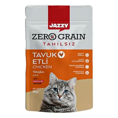 Dardanel Jazzy Zero Grain Tavuklu Tahılsız Kedi Yaş Maması 80 Gr