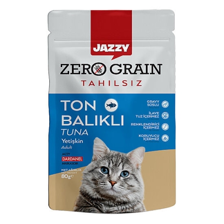 Dardanel Jazzy Pouch Zero Grain Ton Balıklı Tahılsız Kedi Yaş Maması 80 Gr