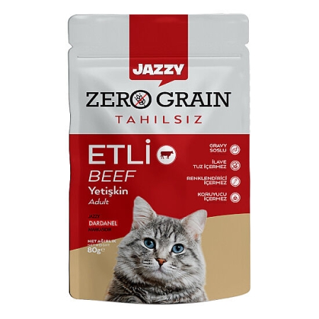 Dardanel Jazzy Pouch Zero Grain Dana Etli Tahılsız Kedi Yaş Maması 80 Gr
