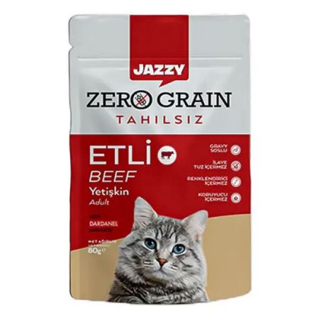 Dardanel Jazzy Zero Grain Dana Etli Tahılsız Kedi Yaş Maması 80 Gr