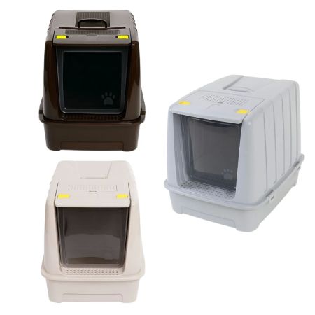 Petpal XXL Siyah / Bej / Gri Koku Filtreli Kapalı Kedi Tuvaleti 68x47x37 cm