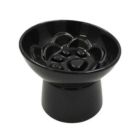 Sampaws Ayaklı Yavaş Yeme Kedi ve Köpek Mama ve Su Kabı Siyah