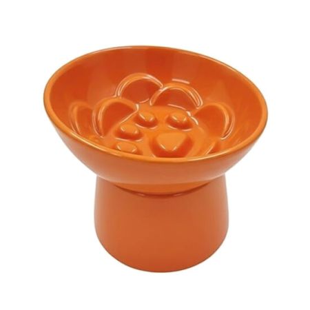 Sampaws Ayaklı Yavaş Yeme Kedi ve Köpek Mama ve Su Kabı Turuncu