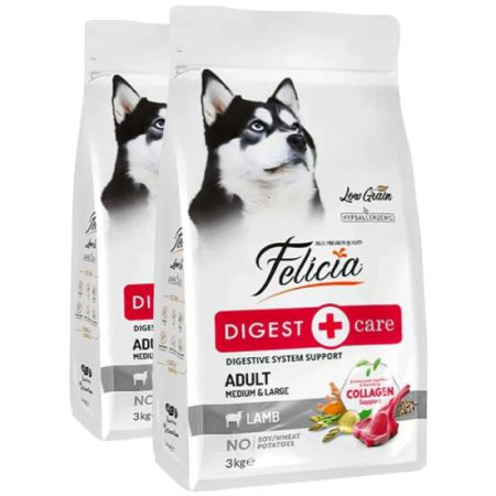 Felicia Hypoallergenic Düşük Tahıllı Kuzulu ve Pirinçli Yetişkin Köpek Maması 6 Kg ( 3 Kg x 2 ) + Temizlik Mendili