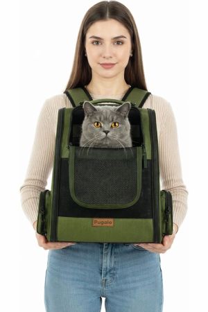 Pugalo AirMove Premium Kedi Köpek Taşıma Çantası | Silinebilir| Yırtılmaz Fileli | Bükülmez Gövde | Yeşil