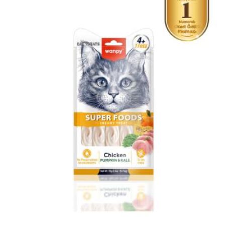 Wanpy Superfood Balkabağı & Kara Lahanalı Krema Kedi Ödülü 5×14 Gr