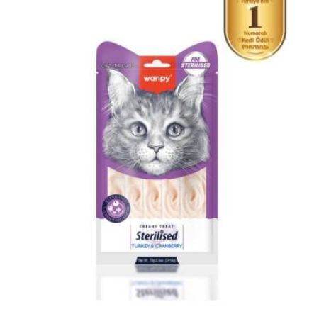 Wanpy Hindi & Kızılcıklı Kısırlaştırılmış Kedi Krema Ödülü 5×14 Gr