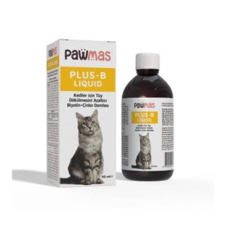 Pawmas Plus-B Liquid Kediler için Tüy Dökülmesini Azaltıcı Biyotin & Çinko Damlası 50 ml