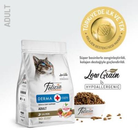 Felicia  Somonlu Düşük Tahıllı Kolajenli Yetişkin Kedi Maması 5 kg