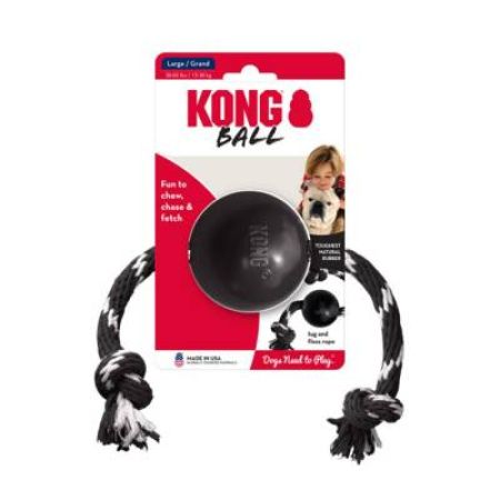 Kong Extreme Top Şeklinde Sesli ve İp Sallantılı Köpek Oyuncağı Ultra Sert L