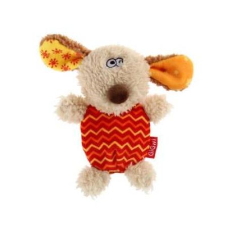 Gigwi Plush Friendz Sesli Fare Gri-Kırmızı Peluş Köpek Oyuncağı