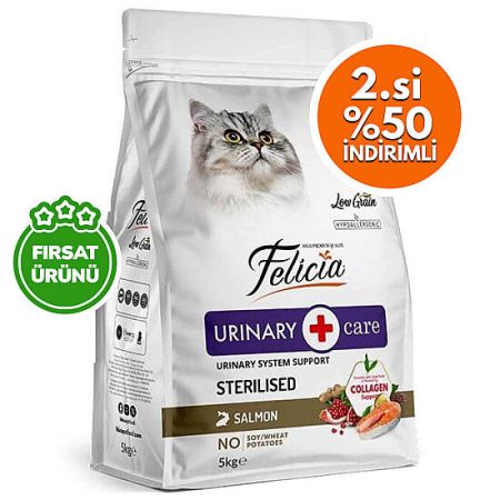 Felicia Hypoallergenic Urinary Sterilised Somonlu Kısırlaştırılmış Kedi Maması 5 Kg x 2 Adet (Toplam: 10 Kg)