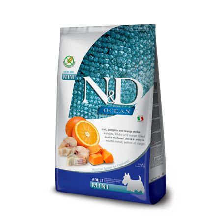 N&D Ocean Tahılsız Morina Balıklı, Bal Kabaklı ve Portakallı Küçük Irk Yetişkin Köpek Maması 2,5 kg