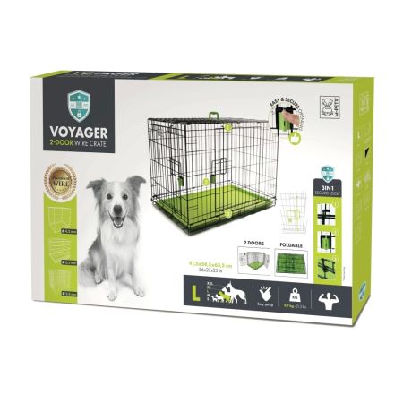 M-Pets Voyager 2 Kapılı Köpek Kafesi Large Yeşil 91x58x63cm