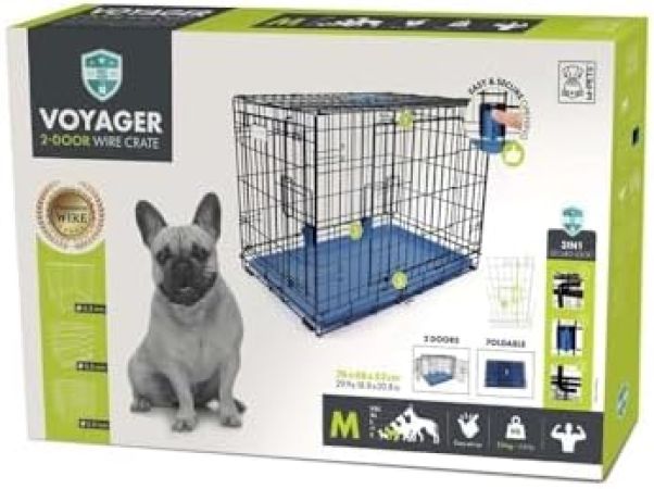 M-Pets Voyager Köpek Kafesi 2 Kapılı Medium Mavi 76X48X53Cm