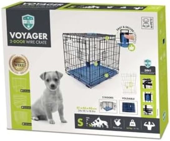 M-Pets Voyager Köpek Kafesi 2 Kapılı Small Mavi 61X46X48CM