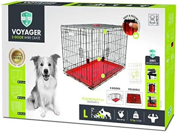 M-Pets Voyager Köpek Kafesi 2 Kapılı Large Kırmızı 91X58X63CM
