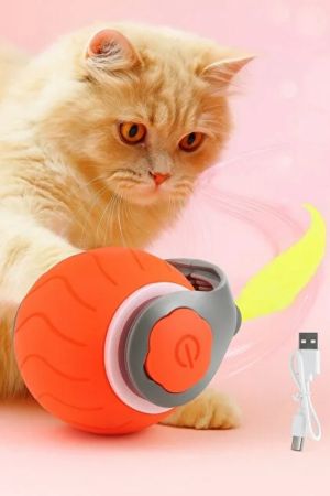 Petpal Kedi Oyuncağı Kuyruklu Otomatik Yuvarlanan Akıllı Top USB Şarjlı