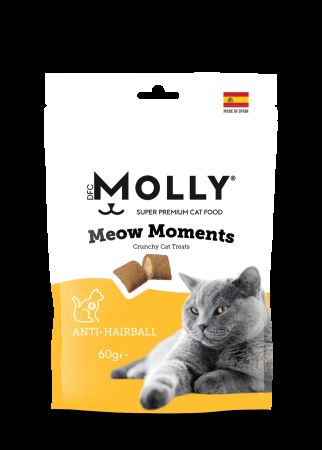 Molly Meow Moments Anti-Hairball Tüy Yumağı Kontrolü için Kedi Ödül Maması 60 gr