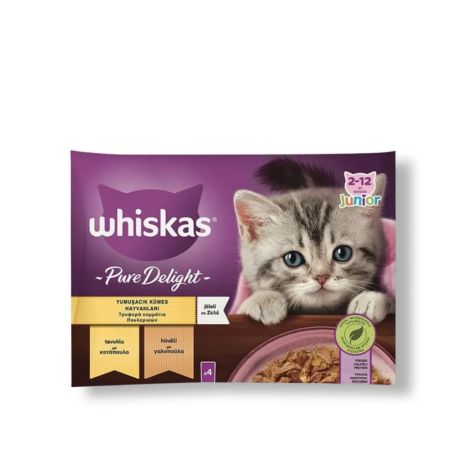 Whiskas Pure Delight Tavuklu ve Hindili Pouch Yavru Kedi Yaş Maması 4 x 85 gr