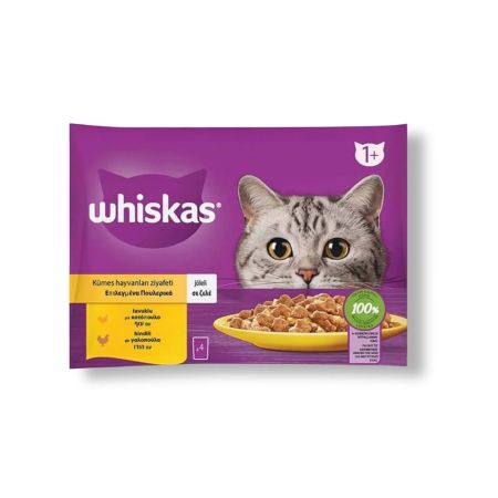Whiskas Pure Delight Tavuklu ve Hindili Pouch Yetişkin Kedi Yaş Maması 4 x 85 gr