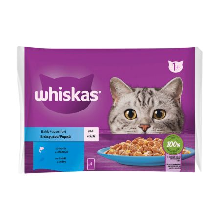 Whiskas Balık Favorileri Somonlu ve Ton Balıklı Pouch Yetişkin Kedi Yaş Maması 4 x 85 gr